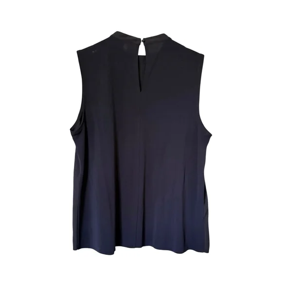Women's Ann Taylor Navy Ruffle Pleated Sleeveless Blouse M - Picture 4 of 10